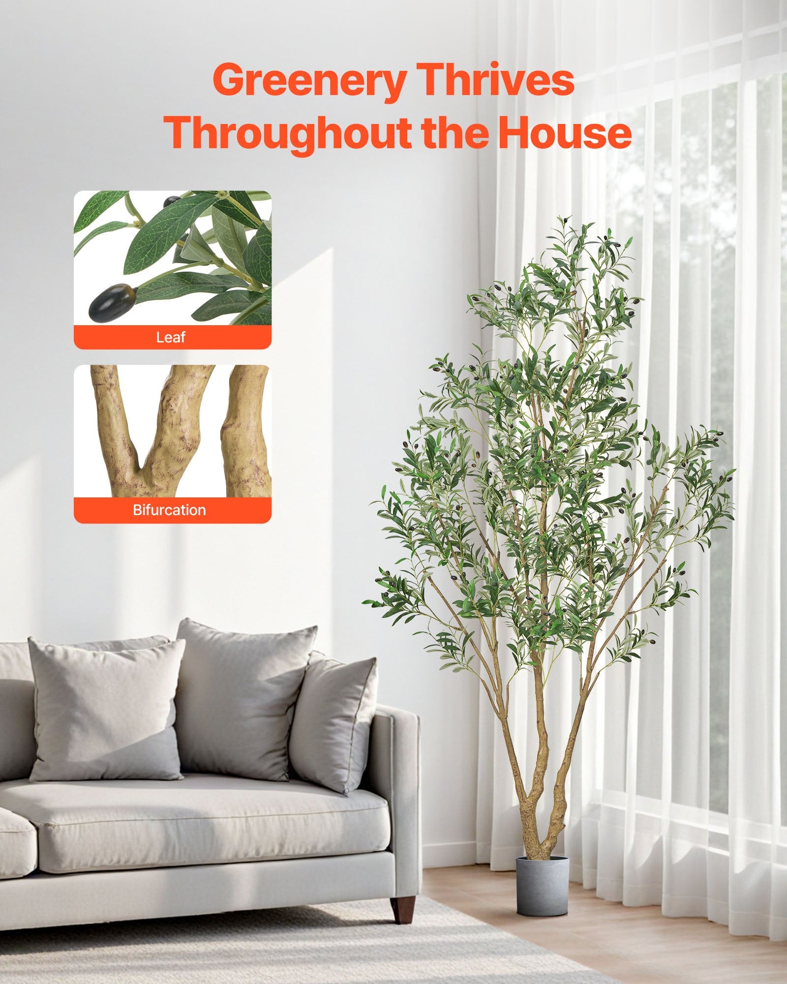 240cm Artificial Olive Tree With Black Pot, Tall Fake Tree With Natural Wood Trunk & Realistic Green Leaves And Fruits, Indoor Faux Plant For Home, Office, Living Room, Corner Decor