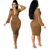 Ladies Fashion White Collar Night V-Neck Dress