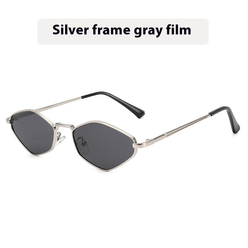 Cat Eye Metal Sunglasses Female Personality Polygon European And American Ins Small Frame