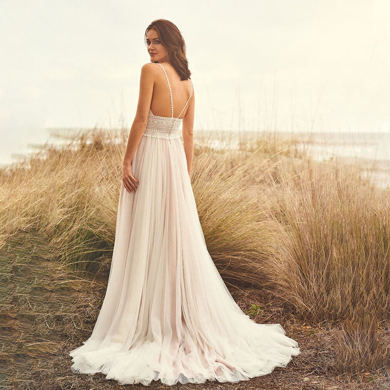 Lace Suspender Wedding Dress Dress