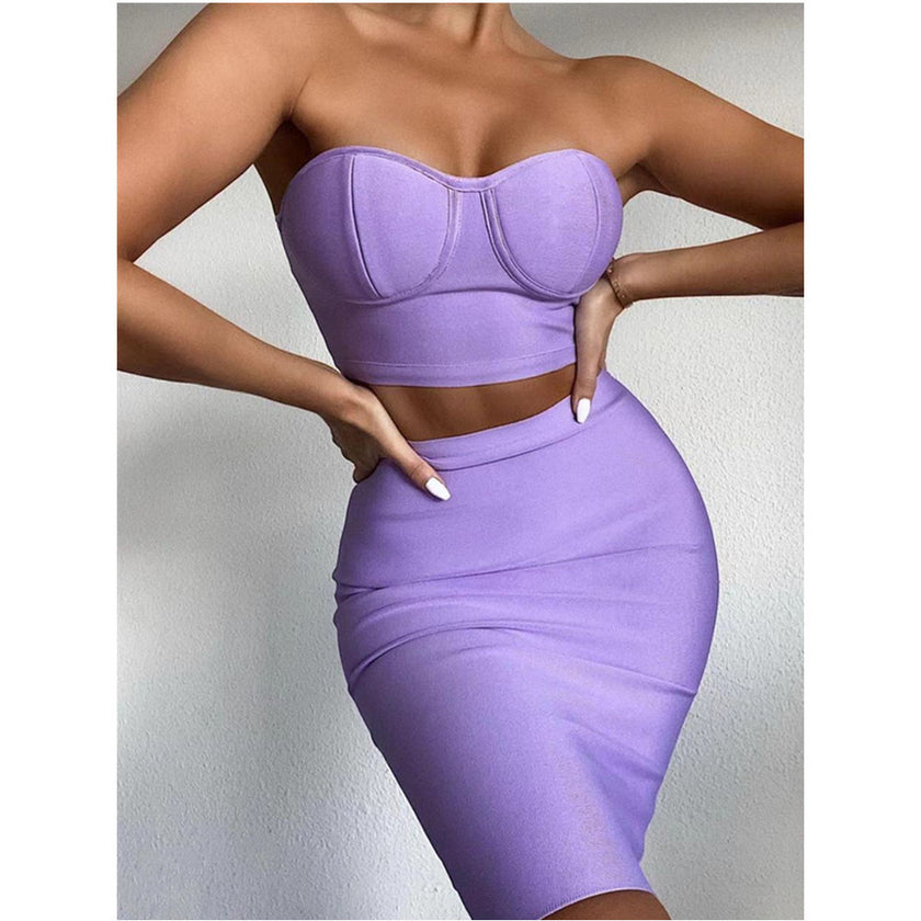 Women's Fashion Top Skirt Two Piece Set