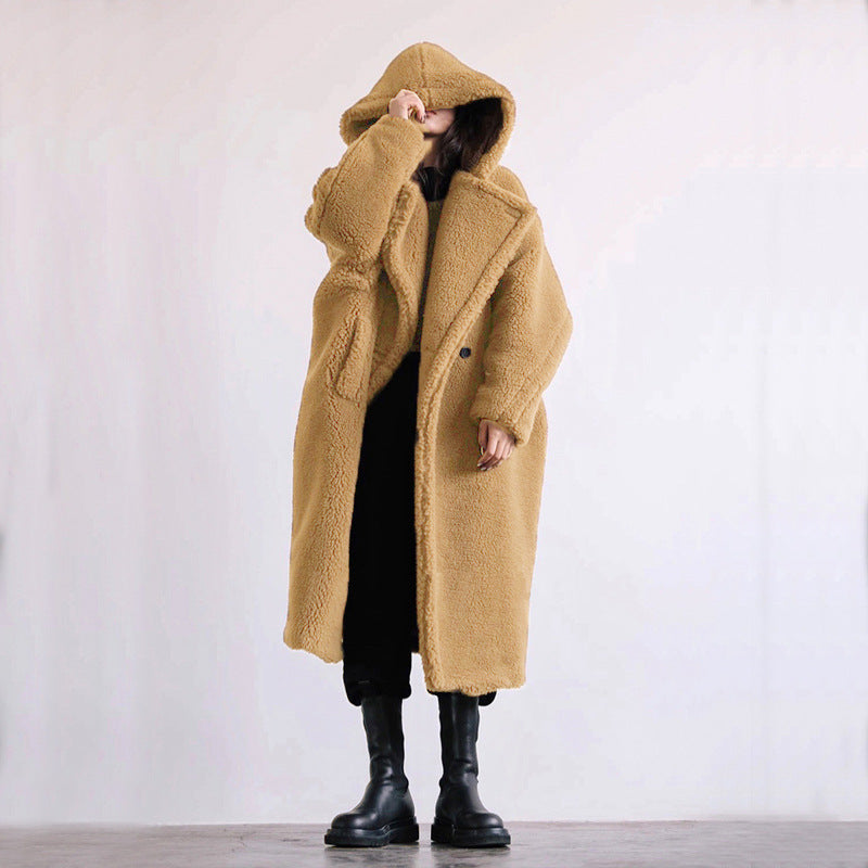 Wool warm Fur Coat Women's Coat Mid-length Coat