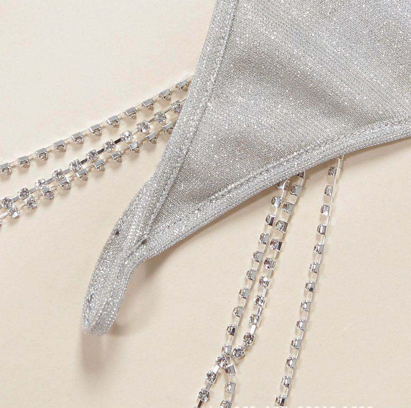 Women's Fashion Underwear Lace Rhinestone Three-piece Suit