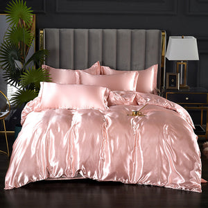 Pure Color Washed Ice Silk Quilt Cover Bedding
