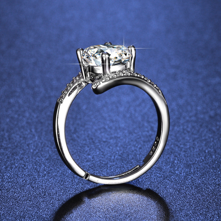 Inlaid Zircon Geometric Ring For Women