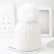 Boys And Girls Woolen Fox Fur Ball Knit Hat