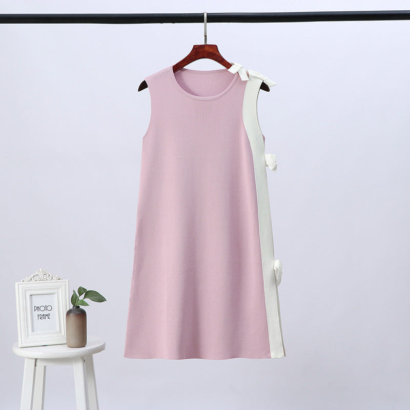 Ice Silk Knitted Dress Classic Style Sleeveless