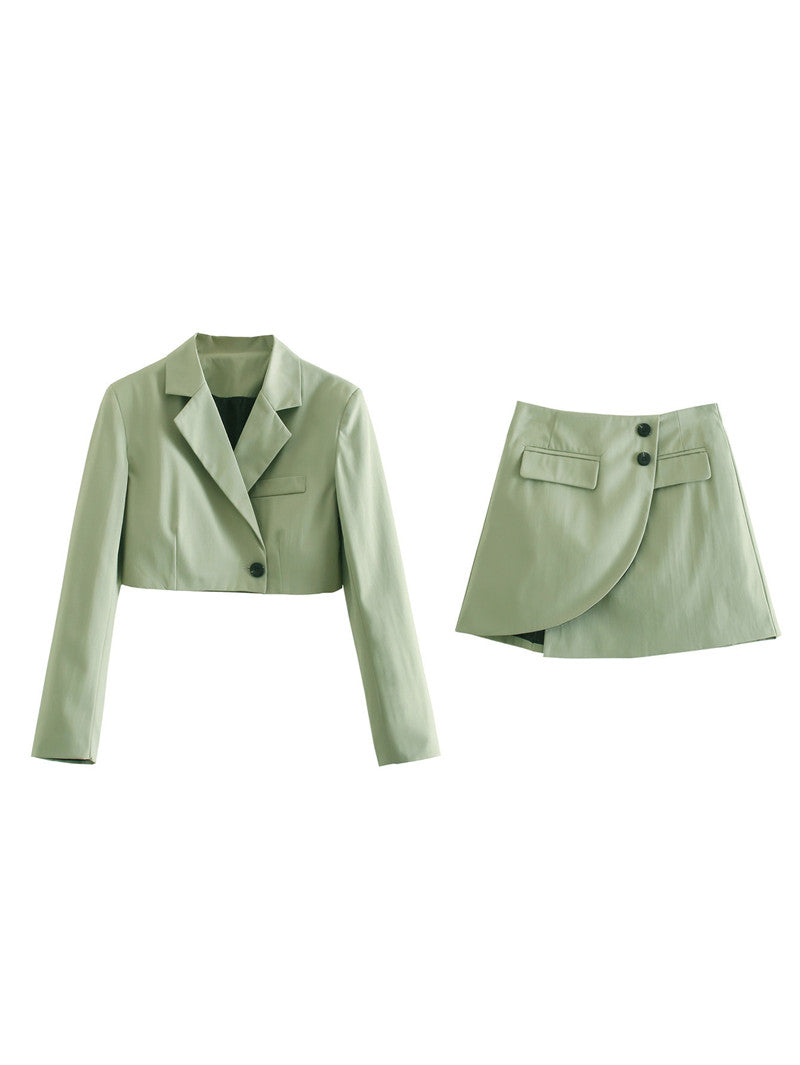 European And American Style Lapel One-button Blazer, High Waist Wrap