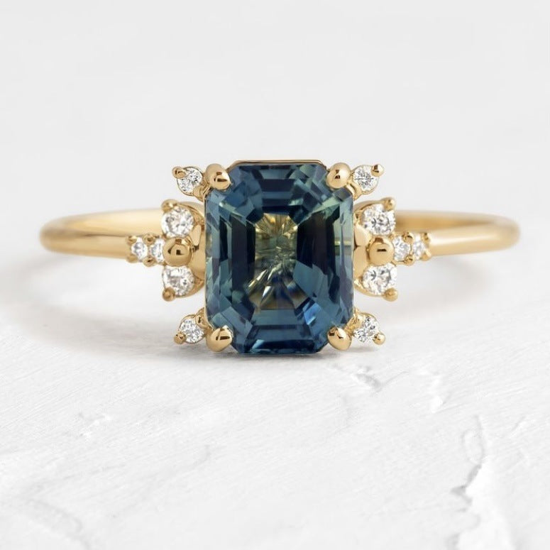 Simple Fashionable Dark Blue Zircon Ring Ornament