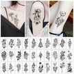 Sketch Flower Tattoo Sticker Black And White Scar Cover Up Rose Temporary Tattoo Sticker Package