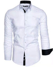 Casual Contrast Colored Tiansi Long Sleeved Men's Casual Shirt