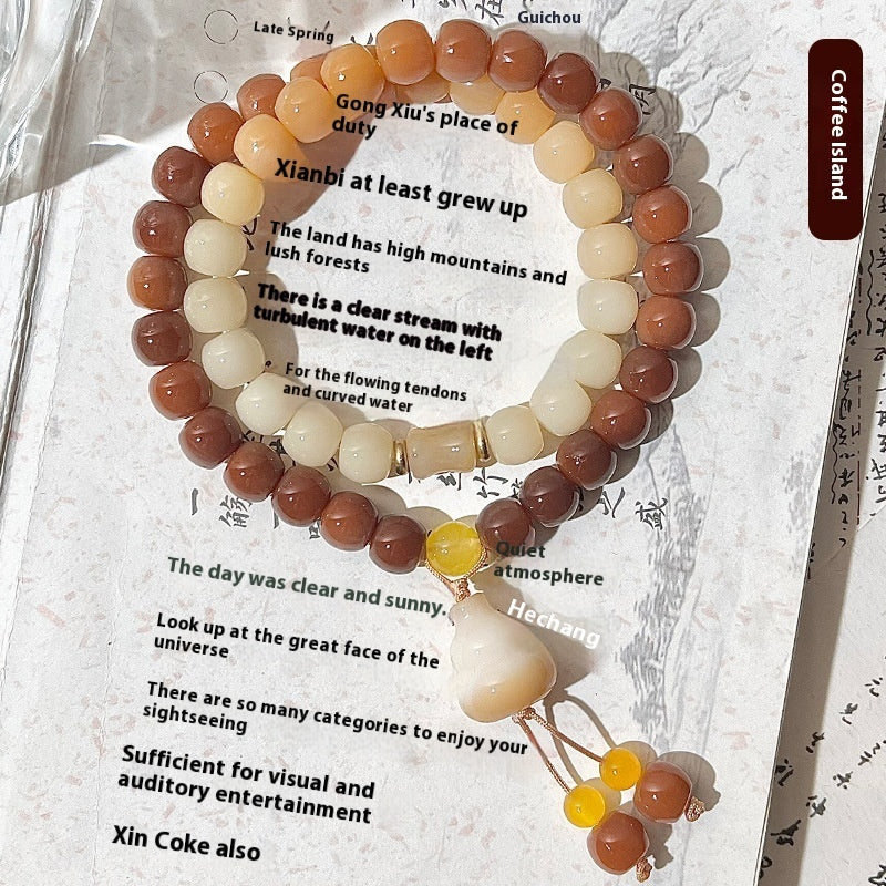 Cherry Powder Bodhi Bracelet Gradient Small Wine Barrel Double Circle