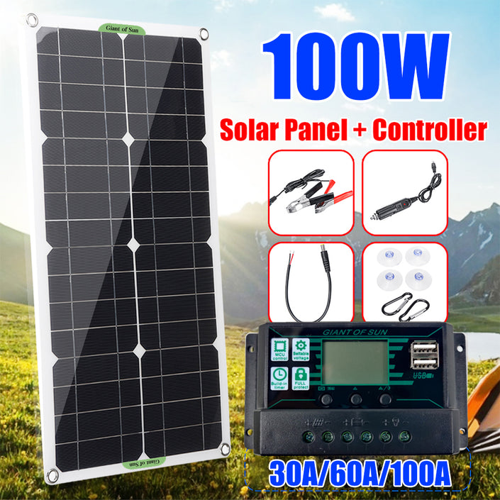 30W 100W 18V Semi-flexible Solar Panel Outdoor Solar Charging Panel USB Phone Charger