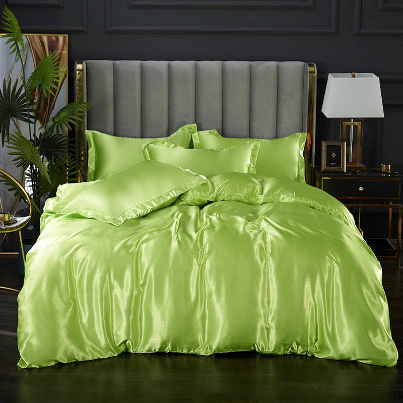 Pure Color Washed Ice Silk Quilt Cover Bedding