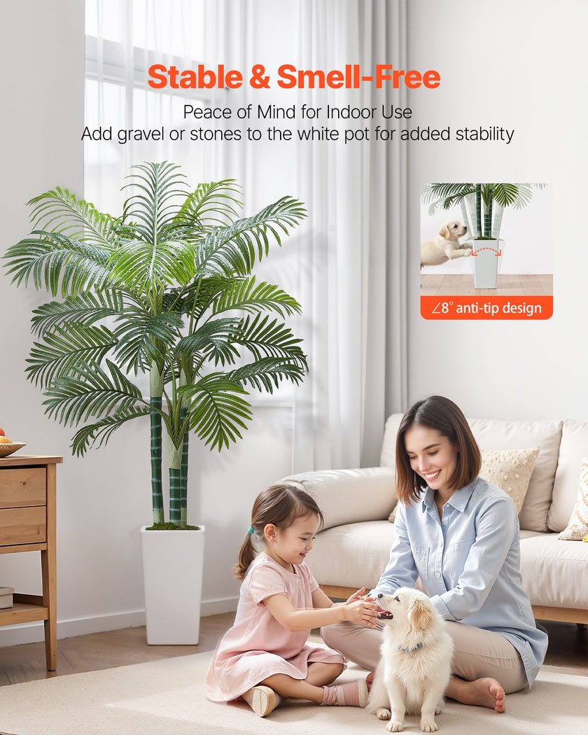 6ft Artificial Areca Palm Tree Fake Plant With White Planter Indoor