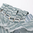 Short Shirt Women Spring Green Striped See-through Organza Turtleneck Patchwork Sexy Top