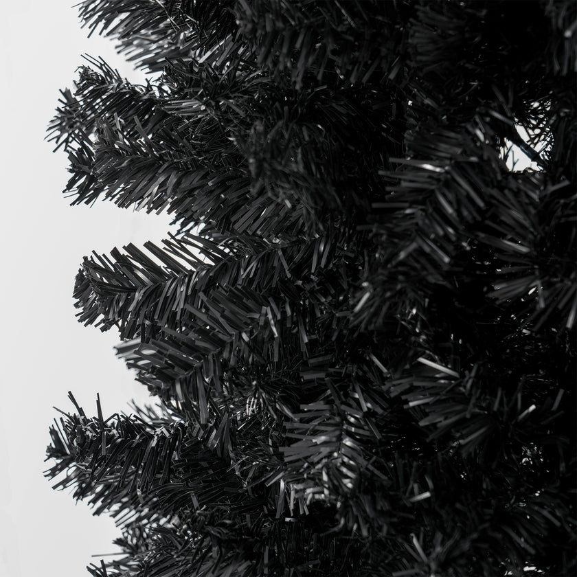 HOMCOM 8ft Pencil Christmas Tree, Unlit Artificial Christmas Tree Slim Douglas Fir Xmas Tree With Realistic Branches, Halloween Tree With 1168 Tips, Black