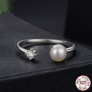 Natural Freshwater Pearl Moissanite Ring