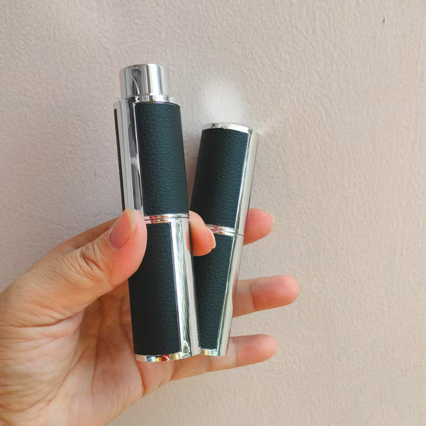 2pcs 8ml Empty PU Twist Perfume Spray Bottle Portable Mini Refillable Rotatable Fragrance Atomizer