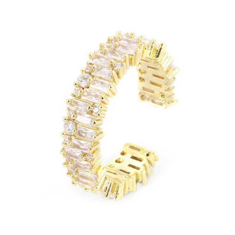 Simple Women's Geometric Zircon Ring