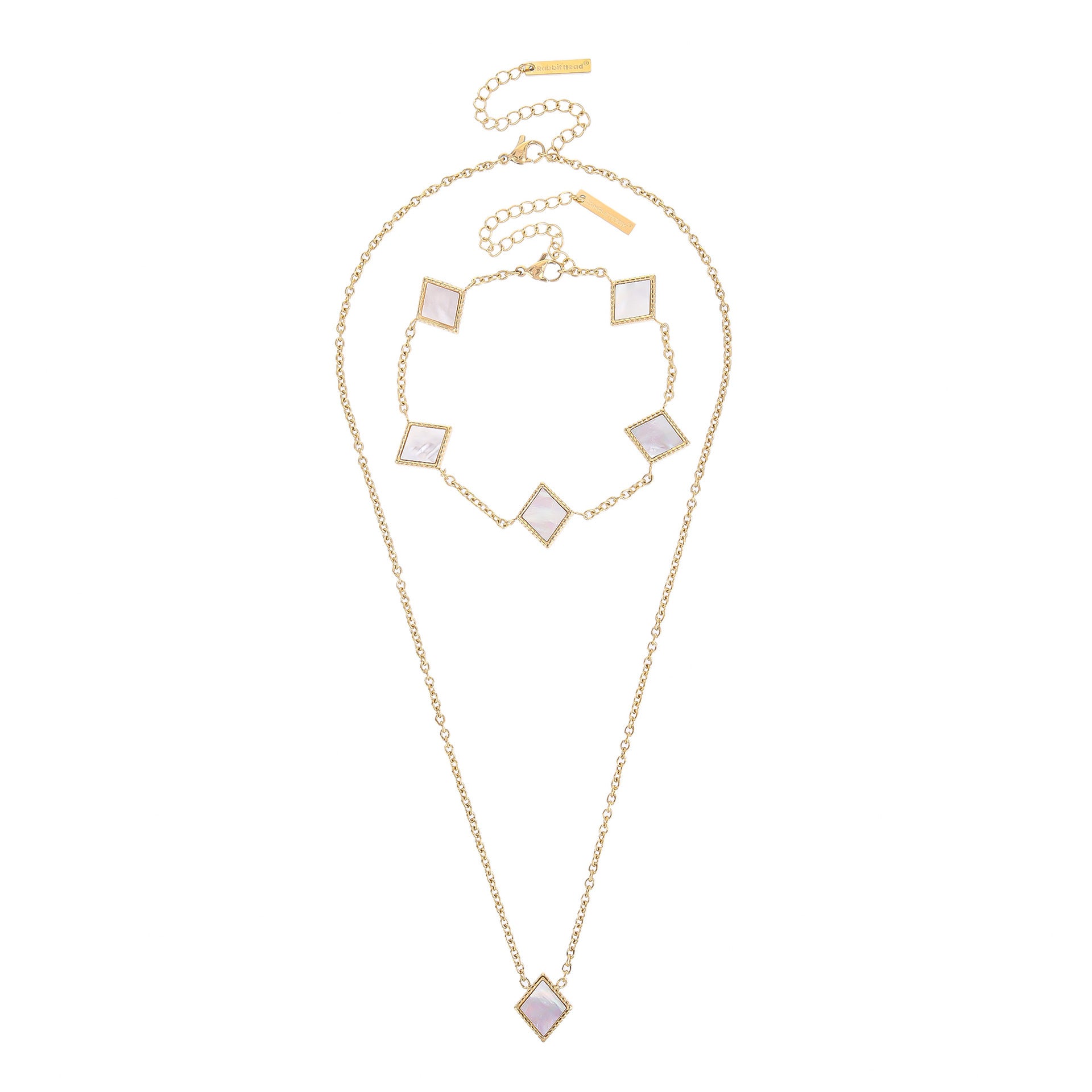 Square Natural White Shell Pendant Collarbone Necklace Bracelet