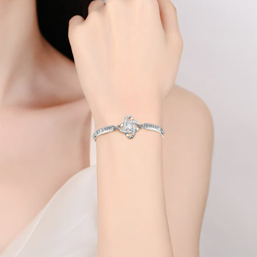 Sisters Friendship Theme Silver Bracelet