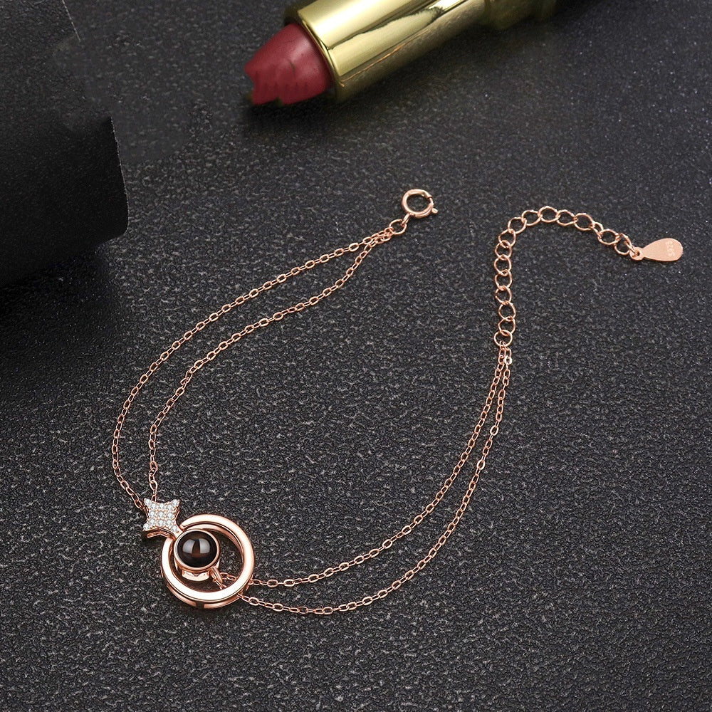 S925 Round Star Studded Diamond Women's Bracelet