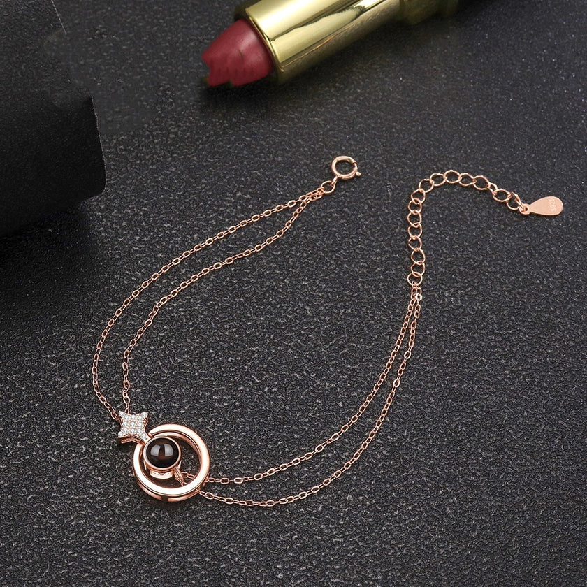 S925 Round Star Studded Diamond Women's Bracelet