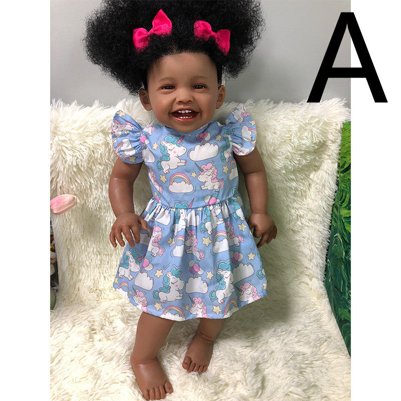 Simulation Baby Black Silicone Doll Toy