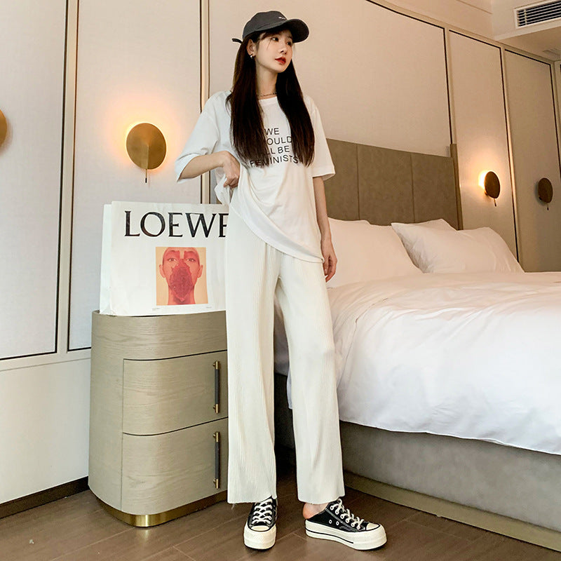 Pregnant Women's Wide Leg Pants Loose And Slim Pleated