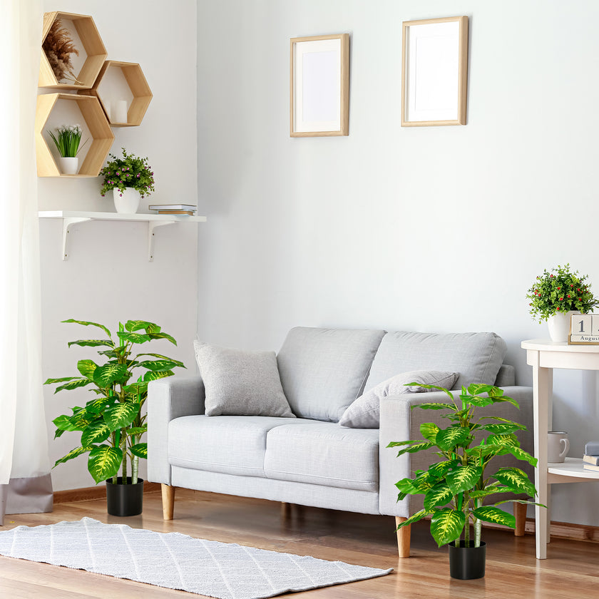 2 PCs Artificial Evergreen Tree Fake Decorative Plant In Nursery Pot For Indoor Outdoor Décor, Green