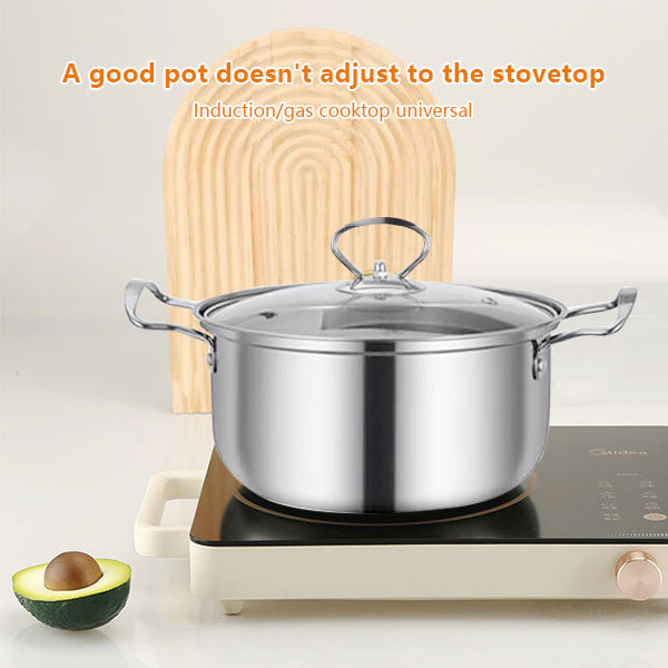 BIG 5PCS STAINLESS STEEL COOKWARE HOB STOCKPOT POT CASSEROLE SET WITH GLASS LIDS