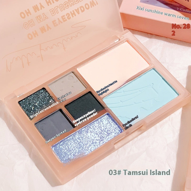 Seven-color Comprehensive Plate Novice Daily Matte Thin And Glittering Highlight Repair Blush Eye Shadow Makeup Palette