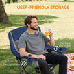 Camping Chair For Adults, Portable Folding Camping Chair With Side Pockets, Cup Holders, Carry Bag, Blue And Gray
