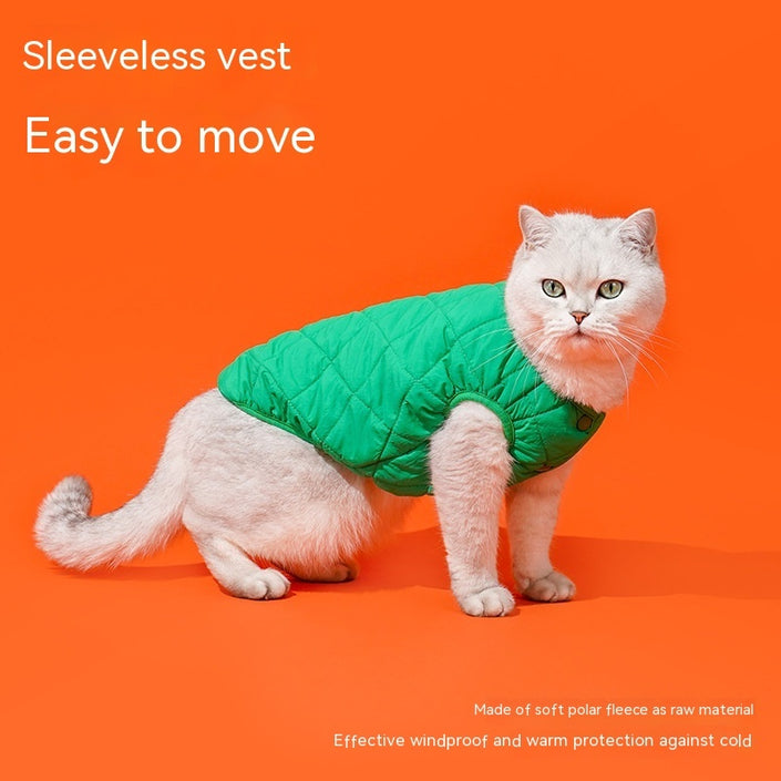 Polar Fleece Winter Warm Breasted Vest Cat Pet Clothes