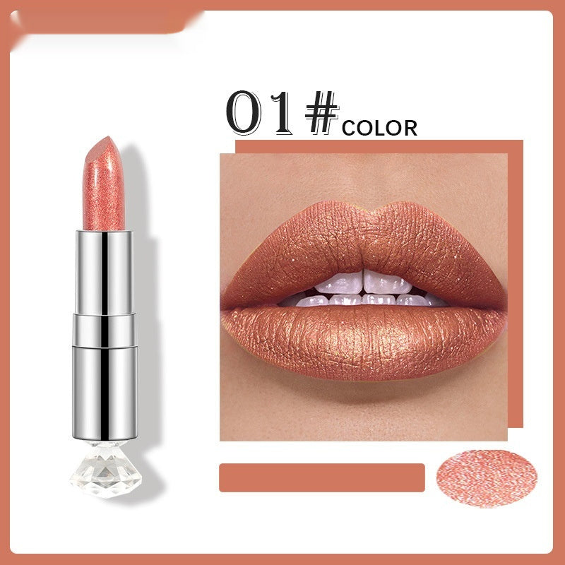 Pearlescent Color Thin And Glittering Lipstick Moisturizing