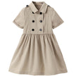 Kids Summer Clothing Beige Korean Style Children Shirt Girls' Dress Medium And Large Children's Dress Children Shirt