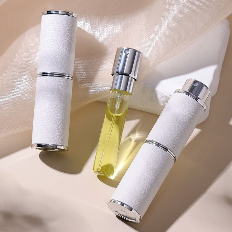 2pcs 8ml Empty PU Twist Perfume Spray Bottle Portable Mini Refillable Rotatable Fragrance Atomizer