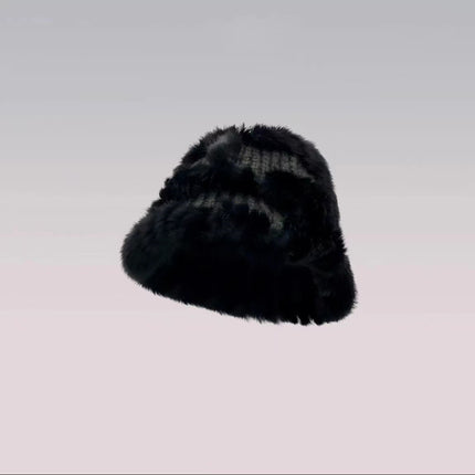 Rabbit Fur Hat Women's Autumn And Winter All-matching Thickened Plush Knitted