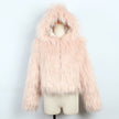 Ladies Hooded Washed Wool And Faux Fur Coat