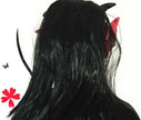 Halloween Scary Latex Devil Head Face Mask Long Hair Party Cosplay Costume Props