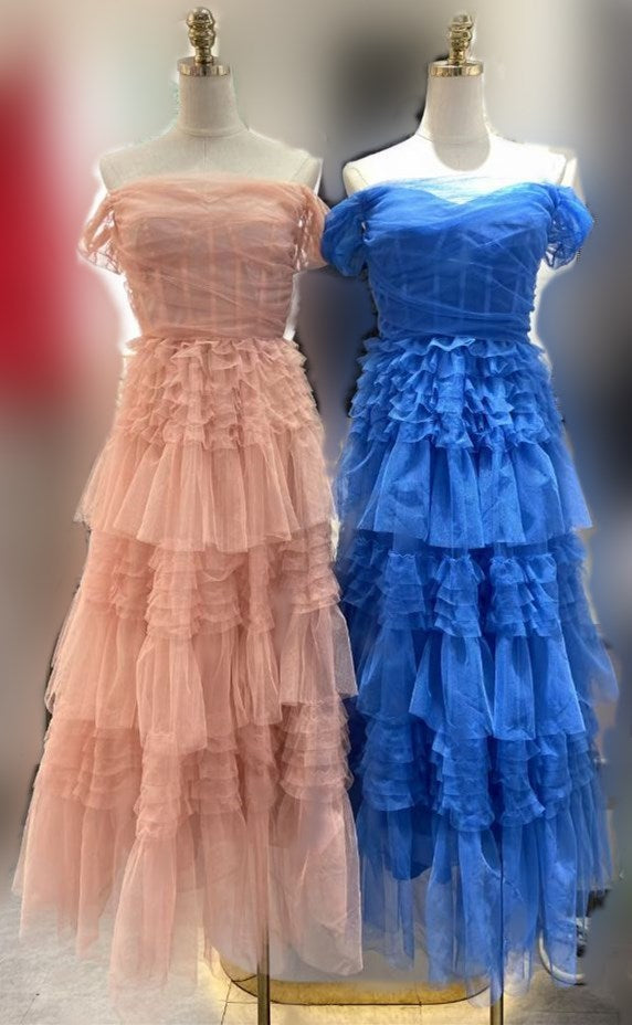 Bridal Wedding One Line Neck Lacquer Mesh Dress