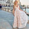 Elegant Deep V-neck Backless Mesh Wedding Dress