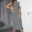 European And American Houndstooth Slim-fit Elegant Dress