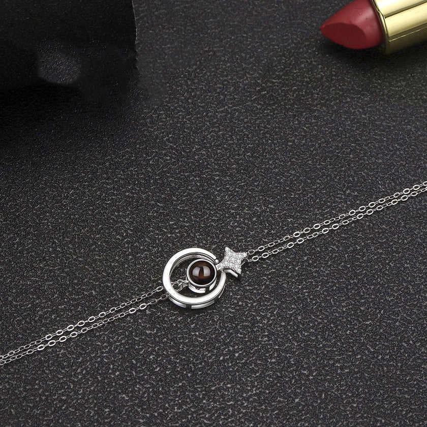 S925 Round Star Studded Diamond Women's Bracelet