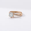 Affordable Luxury Style Champagne Gold Ring Personality Micro-inlaid Twisted Arm Six-claw