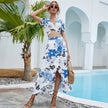 Printed Top T-Shirt Set Skirt Two-Piece Suit