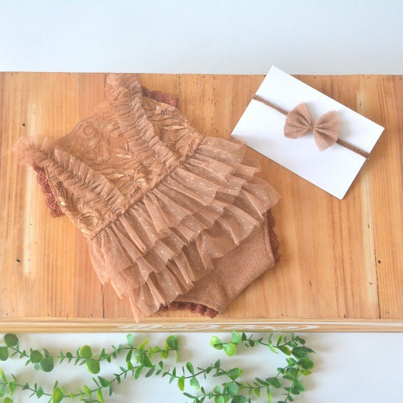 Lace Pleated Jumpsuit Newborn Baby Photography Suit