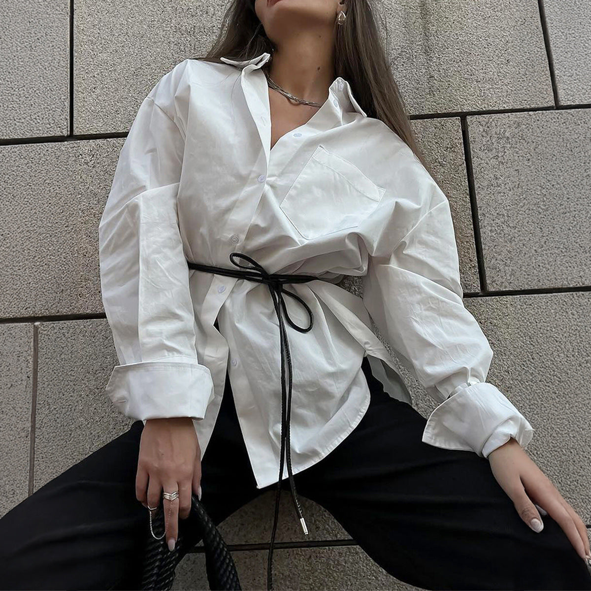 Commuter Cardigan White Shirt Top Women