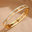 Titanium Steel Electroplated 18K Real Gold Roman Numerals Bracelet